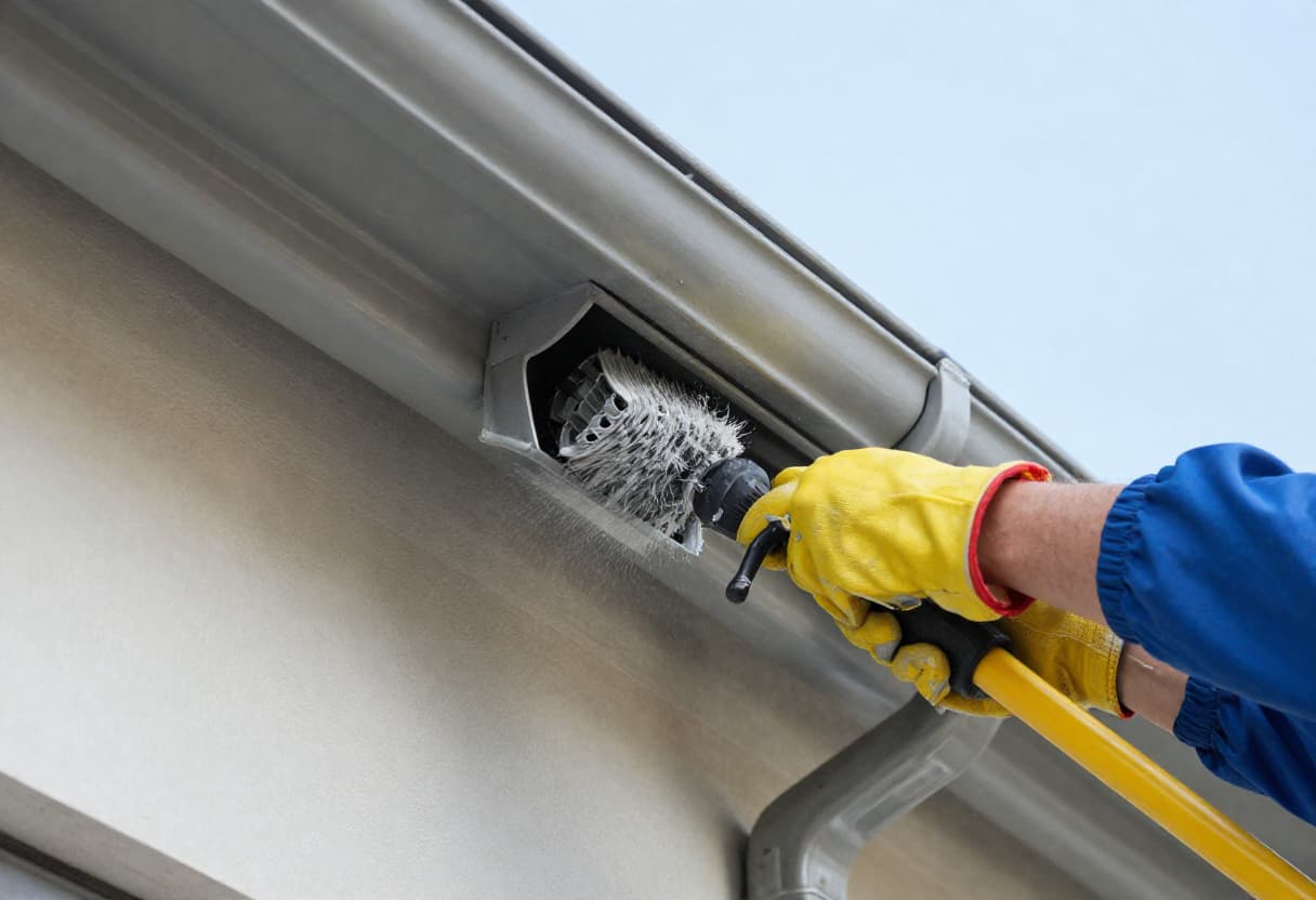 Gutter cleaning with leaf removal