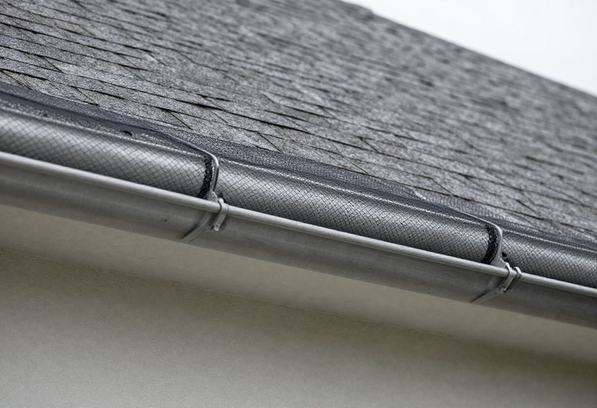 Gutter guard system installed on roofline